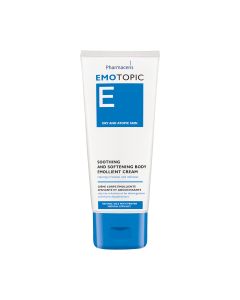 Pharmaceris EMOTOPIC emolijentna krema - Visoko koncentrirana formula za omekšavanje bogata prirodnim biljnim uljima. Proizvod je u bijelo plavoj tubi na bijeloj pozadini.