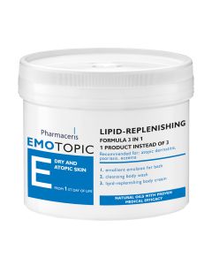 Pharmaceris EMOTOPIC formula 3 u 1 za tijelo - Umirujuća svojstva i svojstva protiv svrbeža pružaju ulje kanole i ulje konoplje, koji su medicinski učinkoviti u njezi kože protiv kronične suhoće i atopijskog dermatitisa (AD). Proizvod je u plavo bijelo po
