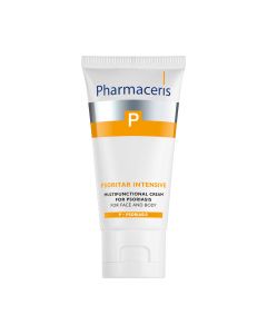 Pharmaceris P PSORITAR intenzivna krema za psorijazu -  Regulacijom procesa deskvamacije produljuje razdoblje remisije i vraća normalnu barijernu funkciju epiderme. Proizvod je u bijelo narančasto srebrnoj tubi na bijeloj pozadini.