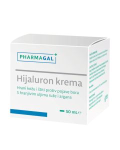 Pharmagal Hijaluronska krema 50 ml - hijaluron krema zbog svog sastava i blagog mirisa pogodna je za njegu svih tipova kože, posebno suhe i dehidrirane kože.
