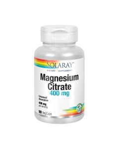Solaray Magnesium Citrate - u dnevnoj dozi od 2 kapsule sadrži 267 mg magnezij citrata uz dodatak potočarke (Nasturtium officinale), maslačka (Taraxacum officinale), lucerne (Medicago sativa) i peršina (Petroselinum crispum). Proizvod je u bijeloj bočici 