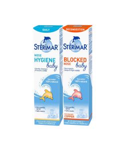 Sterimar Baby Duo pakiranje - Baby HYPERTONIC sprej za začepljen nos 50 ml + Baby Izotonični sprej za higijenu nosa 50 ml.