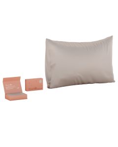 StarSilk Svilena jastučnica 1 kom - Silver Stardust - Siva - proizvod na bijeloj pozadini s rozom kutijicom u kojoj dolazi.