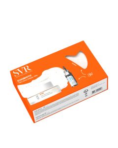 SVR [C20]BIOTIC SET - SVR [C20] BIOTIC obnavljajuća krema 50 ml + SVR [B3] HYDRA SERUM 10 ml + poklon GUA SHA bijeli žad kamen. Prednja strana narančasto bijele kutije seta na bijeloj pozadini.