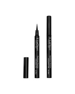 T.LeClerc Eyeliner - savršen je način za postizanje visokoprecizne linije bez proklizavanja. Vrh daje vašim očima neusporedivu dubinu s visokopreciznom linijom. Eyeliner u svom crnom pakovanju sklopljen i rasklopljen na bijeloj pozadini.