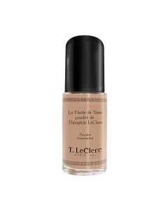 T.LeClerc Matirajući tekući puder - 05 BEIGE AMBRÉ MAT - 6 nijansi. Kombinira korekciju s bestežinskim završetkom za besprijekorne rezultate. Proizvod je u bočici s pumpicom na bijeloj pozadini.
