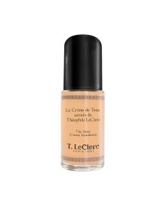 T.LeClerc Satensko kremasti tekući puder - 03 BEIGE SABLE SATINÉ - dostupan u 6 nijansi. Proizvod je u bočici s pumpicom na bijeloj pozadini.