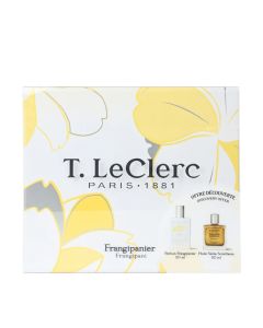 T.LeClerc SET LE PARFUM D’ÉTÉ POUDRÉ FRANGIPANIER 50 ml + MIRISNO SUHO ULJE SA ŠLJOKICAMA 50 ml - ukrasna kutija s cvjetnim, puderastim notama koje podsjećaju na atmosfere intimnih budoara Belle Epoque.