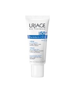 Uriage Bariederm-Cica SPF50+ krema za zaštitu od sunca 40 ml - bijelo plava tuba proizvoda na bijeloj pozadini.