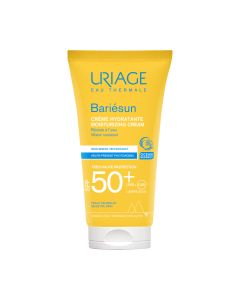 Uriage BARIESUN HIDRATANTNA KREMA SPF50 50 ml - kombinira visokoučinkoviti filterski kompleks i dva dermatološka patenta za zaštitu kože, sprječavanje oštećenja stanica i foto starenja kože uzrokovano UVA, UVB zrakama i plavim svjetlom. Žuto plava kutija