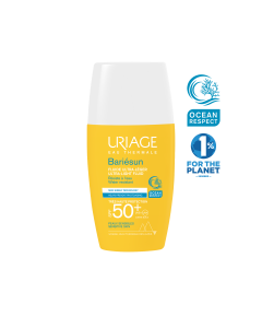 Uriage BARIESUN SPF50+ FLUIDE ULTRA 30 ml (pocket pakiranje) - Bariésun kombinira visokoučinkoviti filterski kompleks i dva dermatološka patenta za zaštitu kože, sprječavanje oštećenja stanica i fotostarenje uzrokovano UVA, UVB zrakama i plavim svjetlom.