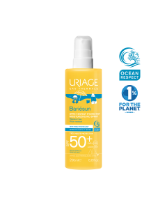 Uriage Bebe BARIESUN DJEČJE MLIJEKO SPF50+ SPREJ, 200 ml - Bariésun kombinira visokoučinkoviti filterski kompleks i dva dermatološka patenta za zaštitu kože, sprječavanje oštećenja stanica i foto starenje uzrokovano UVA, UVB i plavim svjetlom.