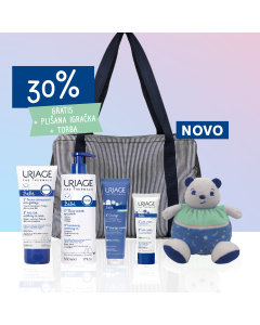 Uriage Bebe Torba s proizvodima za kožu sklonu atopiji, za bebe s atopijskim dermatitisom - XEMOSE - GRATIS: torba i plišana igračka