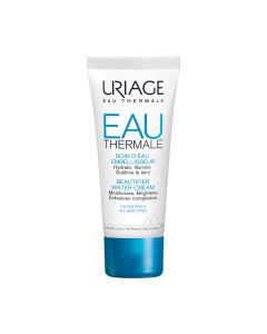 Uriage EAU THERMALE Beutifier krema 40 ml - Hidratacija kože lica. Za sve tipove kože. Djeluje kao izvrsna baza za osvjetljavanje lica i briše znakove umora! Bijelo plava tuba proizvoda na bijeloj pozadini.