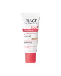 Uriage Roseliane CC krema SPF50+ 40 ml - prva krema koja kombinira vrlo visoku zaštitu od sunca i make up. Prekriva crvenilo, ujednačava ten i daje mu blistavost, a istovremeno pruža vrlo visoku zaštitu od UVA i UVB zraka. Bijelo crvena tuba na bijeloj po