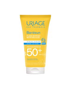 Uriage BARIESUN MAT SPF50+ FLUID 50 ml - posebno razvijen za mješovitu do masnu kožu, ovaj matirajući fluid pruža vrlo visoku zaštitu od sunca od UVA i UVB zraka.