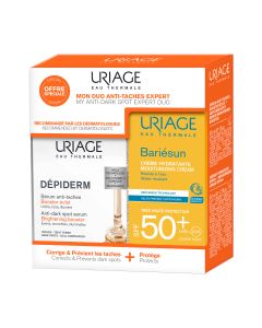 Uriage Depiderm booster serum 30 ml + GRATIS Bariesun hidratantna krema SPF50+ 50 ml - set tretmana za smanjenje hiperpigmentacijskih mrlja.