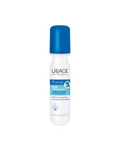 Uriage Pruriced SOS umirujući roll-on nakon uboda 15 ml - Pruriced SOS umirujući roll-on umiruje svrbež, trnce i iritacije kože uzrokovane ubodima insekata. Ublažava osjećaj svrbeža odmah nakon nanošenja i trajno. Bijelo plavi roll-on na bijeloj pozadini.