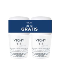 Vichy Roll-on dezodorans za regulaciju znojenja, za osjetljivu kožu - 1+1 50% GRATIS