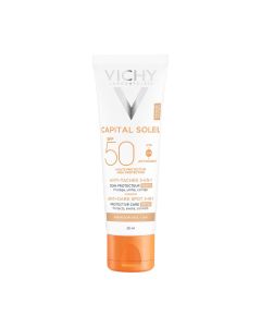 Vichy CAPITAL SOLEIL Obojena zaštitna krema protiv tamnih mrlja 3-u-1 SPF50+, 50 ml - Trenutačno ujednačuje ten i štiti od UVA, UVB zraka.