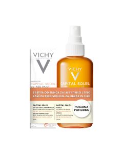 Vichy CAPITAL SOLEIL UV-AGE DAILY vodeni fluid SPF50+, 40 ml + Vodica za naglašen ten za lice i tijelo SPF30, 200 ml