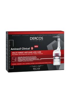 Vichy DERCOS AMINEXIL CLINICAL 5 Ampule protiv opadanja kose za muškarce x 21 - njega protiv gubitka kose za pomoć u borbi protiv ponavljajućeg ili ustaljenog gubitka kose.
