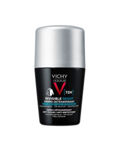 Vichy HOMME Invisible resist deo roll-on 72H 50 ml - 72 H visoka zaštita od znojenja, ne uzrokuje mrlje i neugodan miris, bez tragova na osam boja, dokazana učinkovitost protiv posvjetljivanja boja.