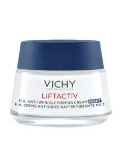 Vichy LIFTACTIV H.A. Noćna njega za korekciju bora i čvrstoće kože 50 ml - ova krema protiv bora i za učvršćivanje kože duboko hidratizira i povećava razinu hijaluronske kiseline u koži.