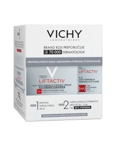 Vichy Protokol protiv bora i nedostataka čvrstoće normalna do mješovita koža - Liftactiv Supreme H.A. dnevna njega 50 ml + Liftactiv H.A. njega za područje oko očiju 15 ml.