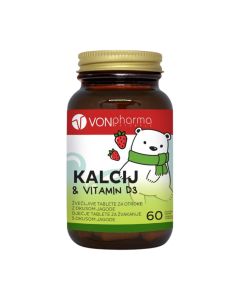 VONpharma KALCIJ & VITAMIN D3 dječje tablete za žvakanje s okusom jagode