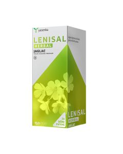 Yasenka Lenisal Herbal Jaglac - Ovaj sirup za iskašljavanje sadrži suhi ekstrakt korijena jaglaca (Primula veris) biljke koja se tradicionalno koristi za razrjeđivanje sluzi i olakšavanje iskašljavanja. Proizvod je u zeleno bijelo kutiji na bijeloj pozadi