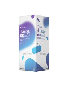 Yasenka SKINAGE HAIR BOOST 500ml - Hrana i sjaj vaše kose! Sadrži cinatin, cink, vitamine B kompresije (B1, B2, B6, B12, folnu kiselinu, biotin, pantotensku kiselinu, niacin). Proizvod je u bijelo ljubičastoj kutiji na bijeloj pozadini.