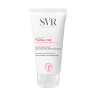 SVR TOPIALYSE Barrier krema 50 ml - za suhu kožu i kožu sklonu iritacijama. Krema štiti i obnavlja nadražena i reaktivna područja kože ruku, lica, tijela i kožnih nabora. Bijelo roza tuba kreme na bijeloj pozadini.