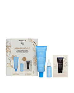 Apivita Aqua Beelicious rutina - lagana tekstura tonirana krema 2025 SET - set u elegantnoj blagdanskoj torbici, za njegu lica s hidratantnim sastojcima koji pruža hidrataciju, svježinu i zdrav sjaj kože.