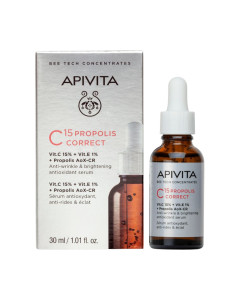 Apivita BEE TECH C15 Propolis korektivni serum 30 ml - s 15% čistog stabiliziranog vitamina C i 1% čistog vitamina E, suprotstavlja se starenju uzrokovanom vanjskim čimbenicima.