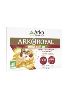 Arkopharma Arkoroyal Booster BIO ampule 10 x 10 ml - sadrži guaranu sa stimulirajućim svojstvima i ginseng s fortificirajućim djelovanjem, koji pomažu smanjiti osjećaj umora.