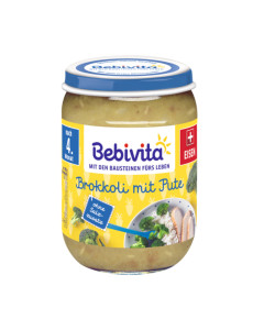 Bebevita Baby kašica Brokula s rižom i puretinom 190 g - potpuni je obrok za svaku bebu od četiri i više mjeseca, ukusna mješavina zdravog povrća i puretine.