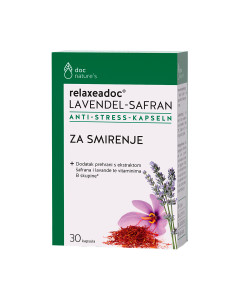 doc's nature relaxeadoc protiv stresa 30 kapsula - s ekstraktima šafrana i lavande te vitaminima B skupine, podupire pozitivno raspoloženje, pridonosi normalnom duševnom zdravlju.
