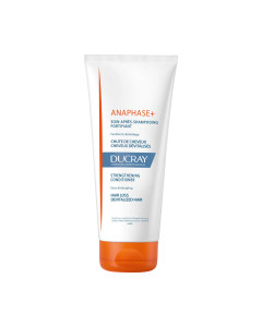 Ducray Anaphase+ regenerator za jačanje kose 200 ml -  njegova jačajuća formula koja posebno sadrži VITAMINE B5, B6 i B8 omogućuje jačanje vlakana kose oslabljene ili devitalizirane kose. Bijelo plavo narančasta tuba proizvoda na bijeloj pozadini.