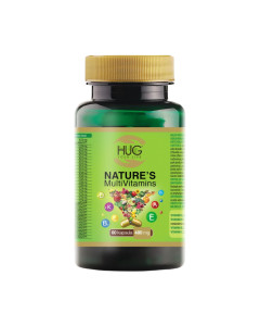 HUG YOUR LIFE Nature's MultiVitamins 60 kapsula - kombinira 20 prirodnih biljnih sastojaka s 12 pažljivo doziranim vitaminima, uključujući ključne mikronutrijente za svakodnevnu podršku organizmu.