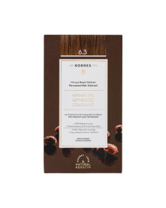 KORRES ARGAN OIL boja za kosu 6.3 - Trajna boja Argan Oil Advanced sadrži arganovo ulje i prirodni keratin koji djeluju na dublje slojeve kose vraćajući hidrataciju.