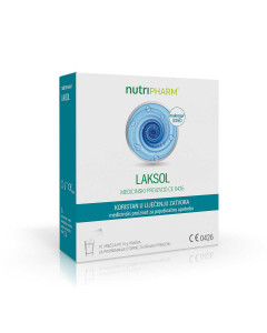 Nutripharm® Laksol 10 vrećica je medicinski proizvod laksativnog učinka, koji sadrži makrogol 3350. Putem osmotskog mehanizma regulira rad crijeva na prirodan način.