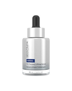 Neostrata Skin Active Firming Tri-Therapy Lifting serum 30 ml - protiv starenja bez ulja, obnavlja tonus kože nježnim pilingom za kožu koja izgleda vidljivo čvršće, sjajnije, glatkije i ujednačenije. Srebrna bočica s pepitom na bijeloj pozadini.