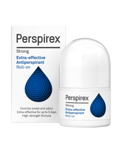PERSPIREX Strong Antiperspirant roll-on 20 ml - dizajniran za osobe s vrlo teškim problemima prekomjernog znojenja i nudi 5 dana zaštite od prekomjernog znojenja i mirisa.
