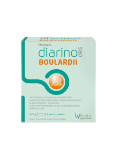 PharmaS Diarino ORS Boulardii 5 vrećica - za dijetalnu prehranu bolesnika s blagim do srednje jakim akutnim proljevom i povraćanjem.
