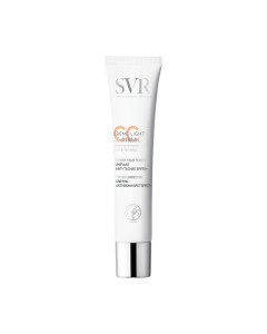 SVR CLAIRIAL CC krema SPF50+ light 40 ml -  s visokim stupnjem prekrivanja nepravilnosti kože, za prekrivanje tamnih mrlja i ujednačavanje tena! Svijetla nijansa CC kreme! Bijelo srebrno smeđa tuba na bijeloj pozadini.