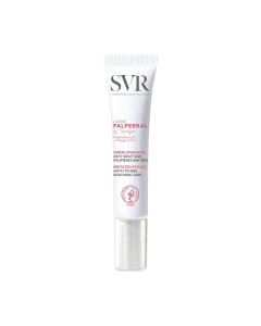 SVR TOPIALYSE krema za njegu atopične kože kapaka 15 ml - krema za iritirane, osjetljive, suhe i atopiji sklone kapke i konture oka. Pruža 24H hidrataciju kože kapaka! Bijelo roza tuba proizvoda na bijeloj pozadini.