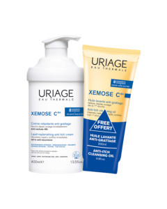 Uriage Xemose C8+ SET Emolijentna krema 400 ml + Xemose C8+ ulje za tuširanje i kupanje 200 ml - Xemose C8+ tretmani za higijenu sa novom formulom za njegu suhe i vrlo suhe kože cijele obitelji.