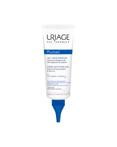 Uriage Pruriced gel - NOVA FORMULA 100 ml - umiruje osjećaj svrbeža, bockanja i nelagode na dlakavim područjima ili područjima s rizikom od maceracije (kožni nabori, anogenitalno područje), za sve tipove kože. Bijelo plava tuba proizvoda na bijeloj pozad