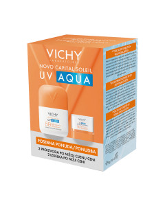 Vichy Capital Soleil stik za lice i usne SPF 50+ – vrlo visoka zaštita + Capital Soleil UV Aqua nevidljivi hidratacijski fluid SPF50 – visoka zaštita - set sa dva tretmana za zaštitu lica od sunca.